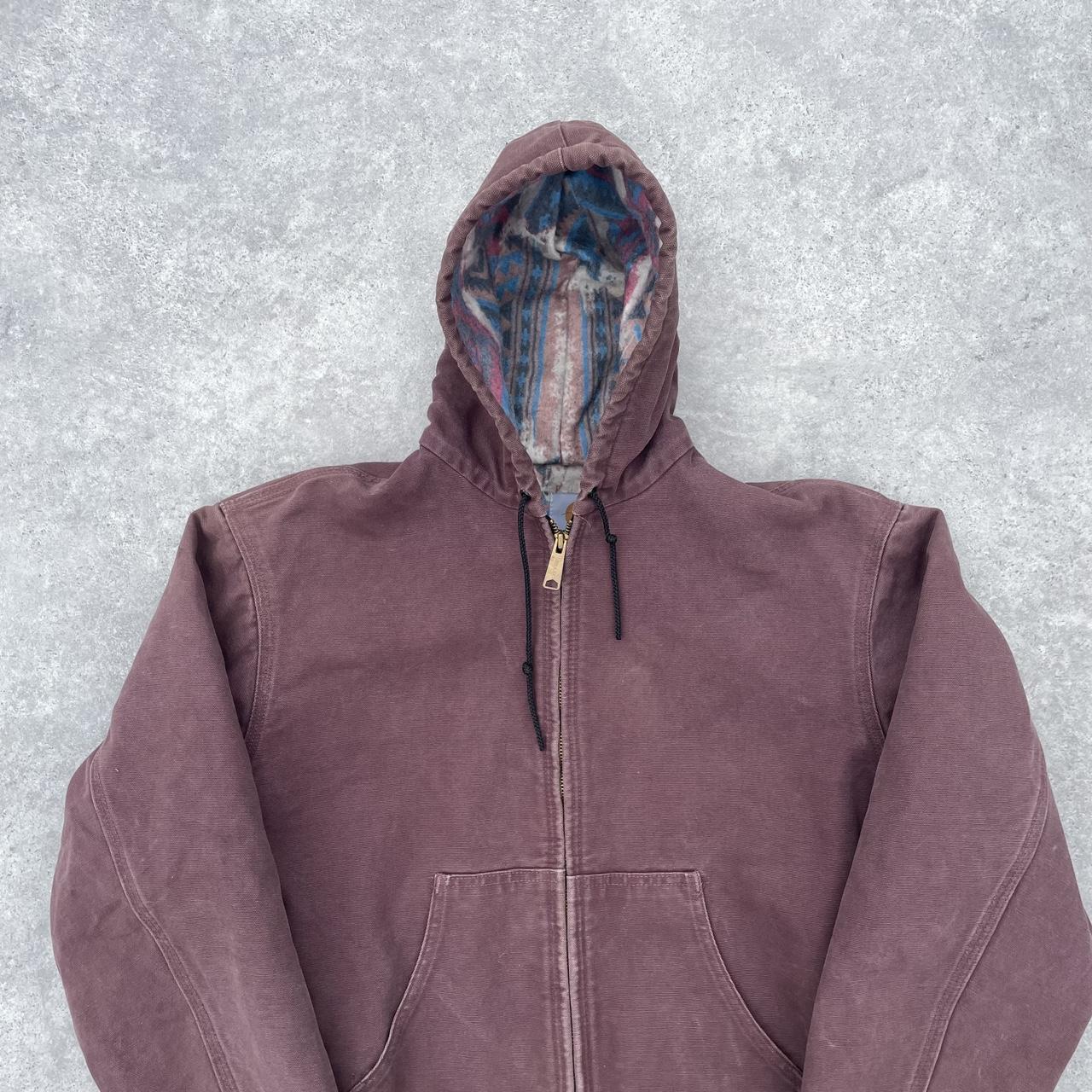 Pre-Owned Vintage Carhartt Faded Plum Purple Hooded Jacket Large