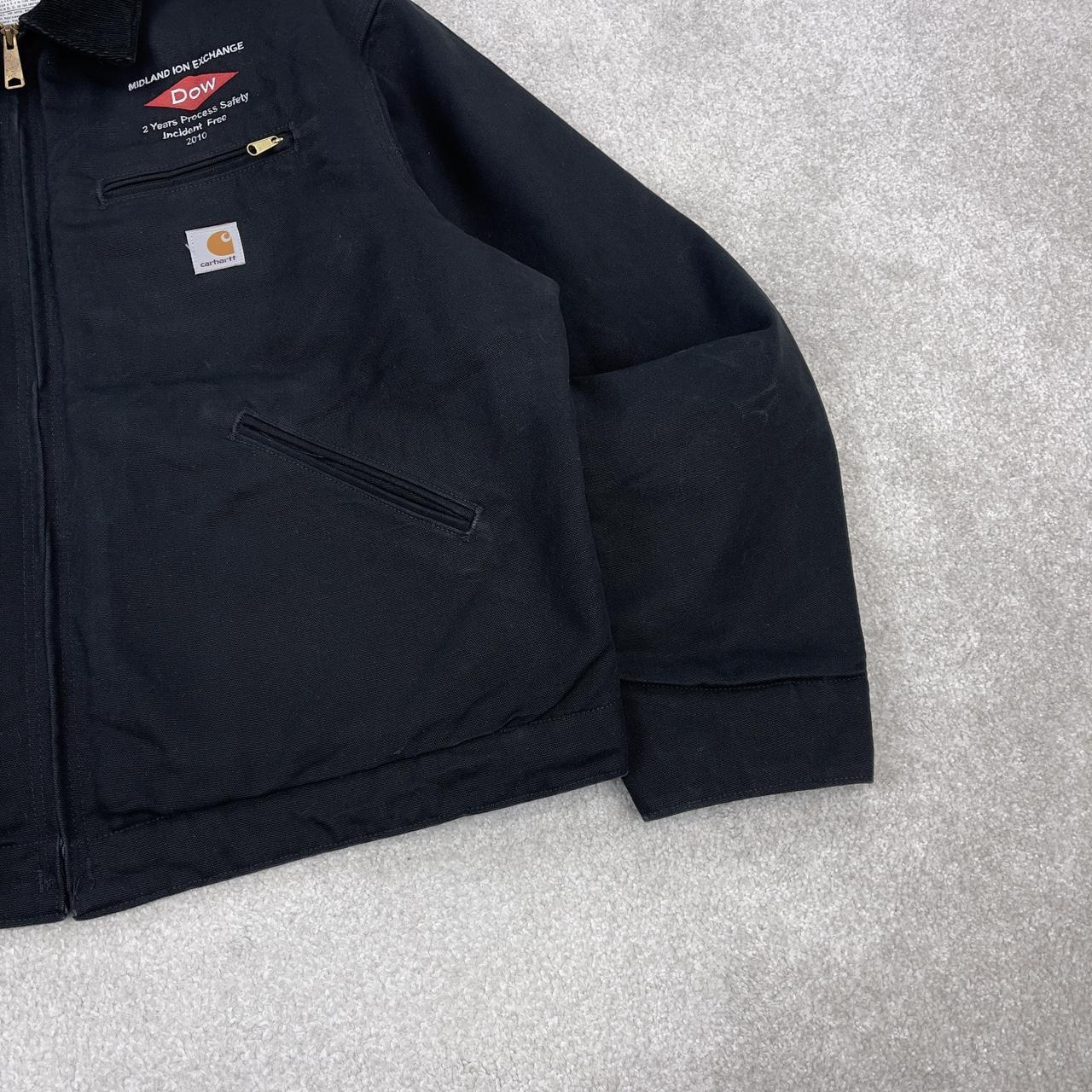 Pre-Owned Carhartt Detroit jacket Black cropped fit workwear with blanket lining 2XL