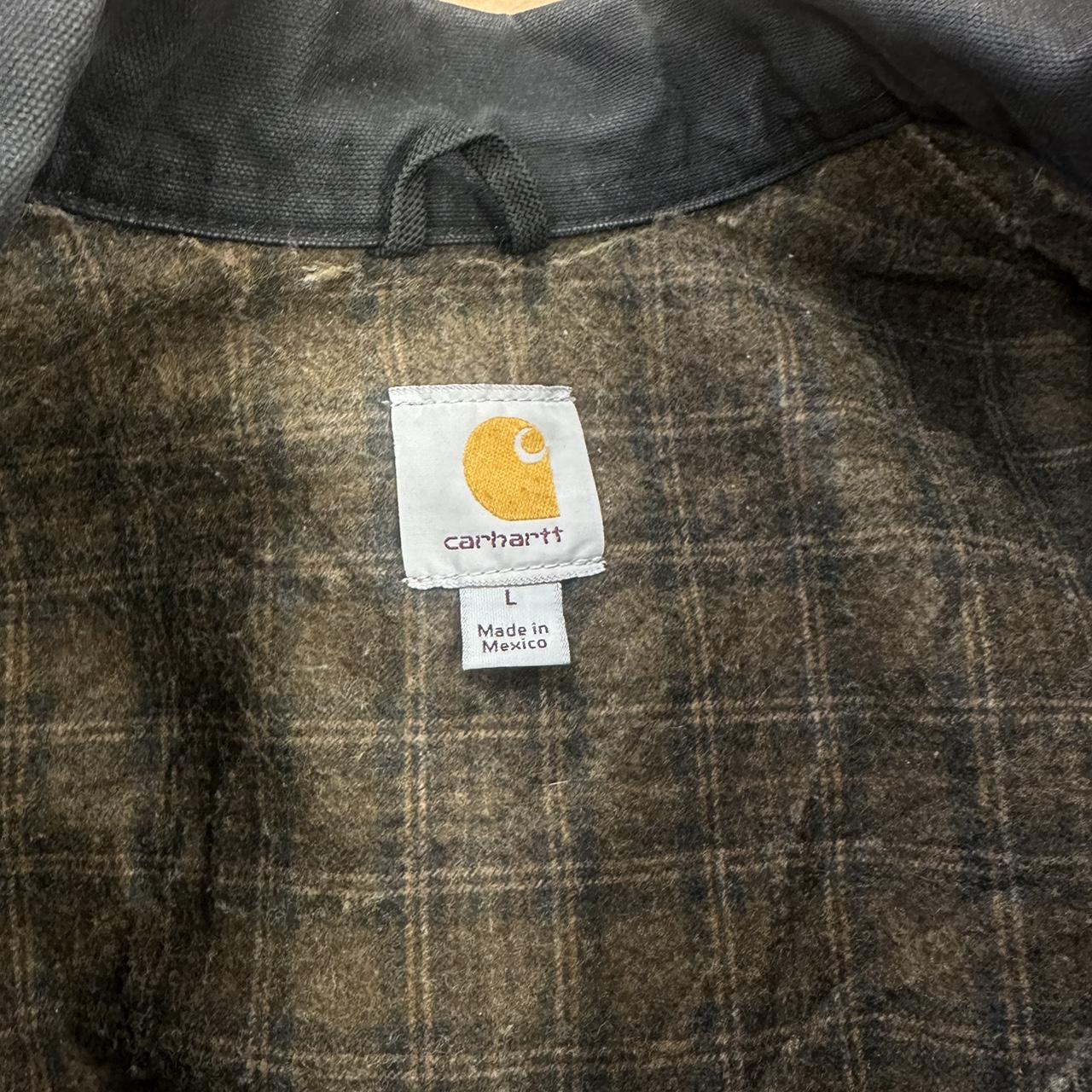 Pre-Owned Vintage Carhartt Faded Brown / Beige Detroit Jacket, With Fleece Tartan Lining Large