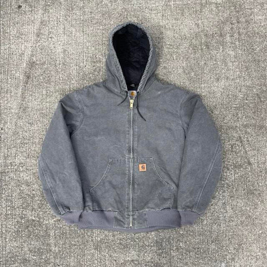 Pre-Owned Vintage Carhartt Faded Grey Hooded Jacket Extra Large